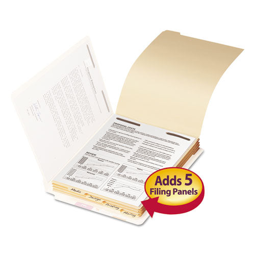 Image of Smead Stackable Folder Dividers with Fasteners, 1/5-Cut Bottom Tab, 1 Fastener, Letter Size, Manila, 4 Dividers/Set, 50 Sets