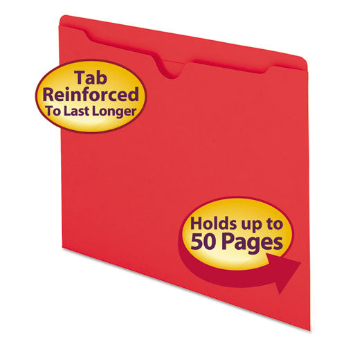Image of Smead Colored File Jackets With Reinforced Double-Ply Tab, Straight Tab, Letter Size, Red, 100/box
