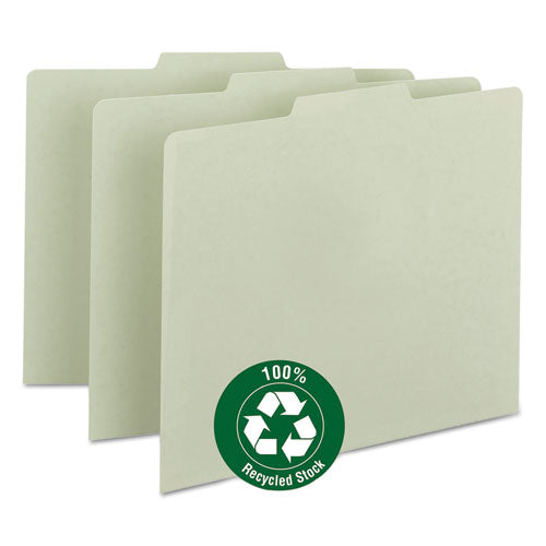 Image of Smead Recycled Blank Top Tab File Guides, 1/3-Cut Top Tab, Blank, 8.5 X 11, Green, 100/box