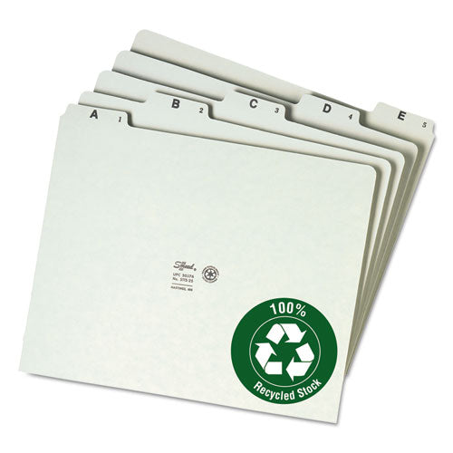 Image of Smead Alphabetic Top Tab Indexed File Guide Set, 1/5-Cut Top Tab, A To Z, 8.5 X 11, Green, 25/set