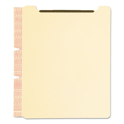 Image of Smead Self-Adhesive Folder Dividers with Twin-Prong Fasteners for Top/End Tab Folders, 1 Fastener, Letter Size, Manila, 25/Pack