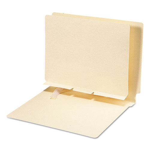Image of Smead Self-Adhesive Folder Dividers for Top/End Tab Folders, Prepunched for Fasteners, 1 Fastener, Letter Size, Manila, 100/Box
