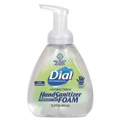 Image of Dial® Professional Antibacterial Foam Hand Sanitizer, 15.2 Oz Pump Bottle, Fragrance-Free, 4/carton