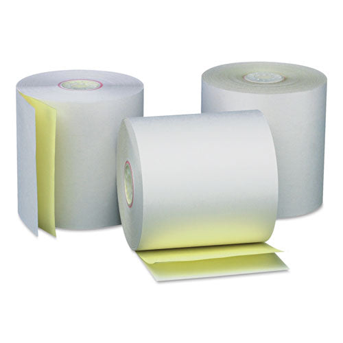 Image of Universal® Carbonless Paper Rolls, 0.44" Core, 3" X 90 Ft, White/canary, 50/carton