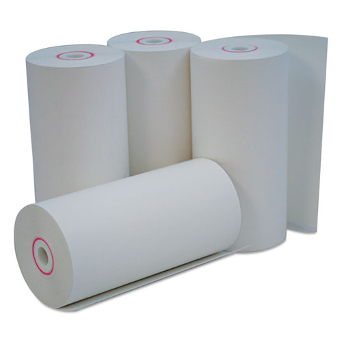 Image of Universal® Direct Thermal Print Paper Rolls, 0.38" Core, 4.38" x 127 ft, White, 50/Carton