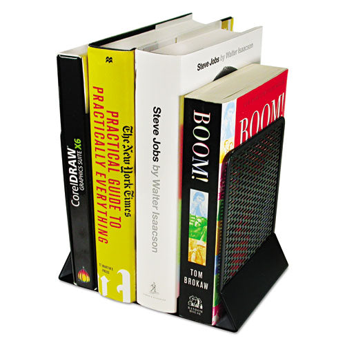 Image of Artistic® Urban Collection Punched Metal Bookends, Nonskid, 5.5 x 6.5 x 6.5, Perforated Steel, Black, 1 Pair