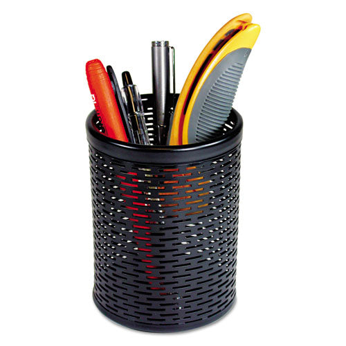 Image of Artistic® Urban Collection Punched Metal Pencil Cup, 3.5" Diameter x 4.5"h, Black