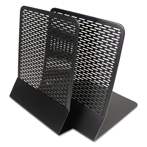 Image of Artistic® Urban Collection Punched Metal Bookends, Nonskid, 5.5 x 6.5 x 6.5, Perforated Steel, Black, 1 Pair