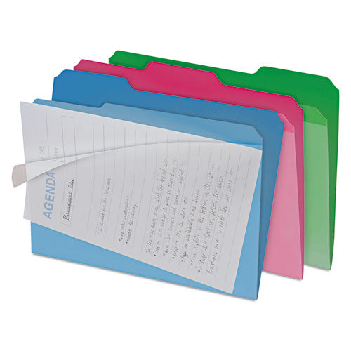 Image of find It Clear View Interior File Folders, 1/3-Cut Tabs: Assorted, Letter Size, Assorted Colors, 6/Pack