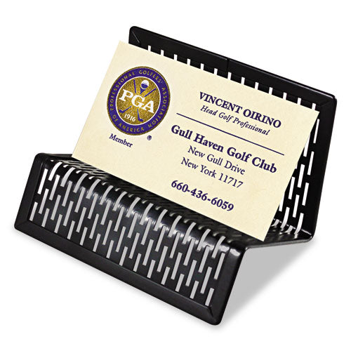 Image of Artistic® Urban Collection Punched Metal Business Card Holder, Holds 50 2 X 3.5 Cards, Perforated Steel, Black