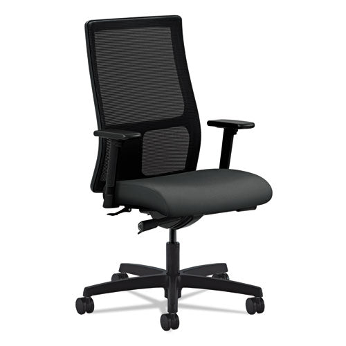Image of HON® Ignition Series Mesh Mid-Back Work Chair, Supports Up To 300 Lb, 17.5" To 22" Seat Height, Iron Ore Seat, Black Back/base