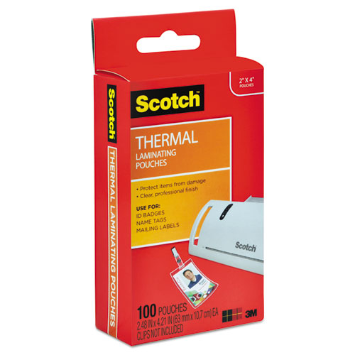 Image of Scotch Laminating Pouches, 5 Mil, 2.25" X 4.25", Gloss Clear, 100/pack