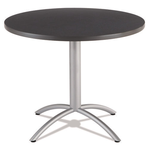 Image of Iceberg CafeWorks Table, Cafe-Height, Round, 36" x 30", Graphite Granite Top, Silver Base