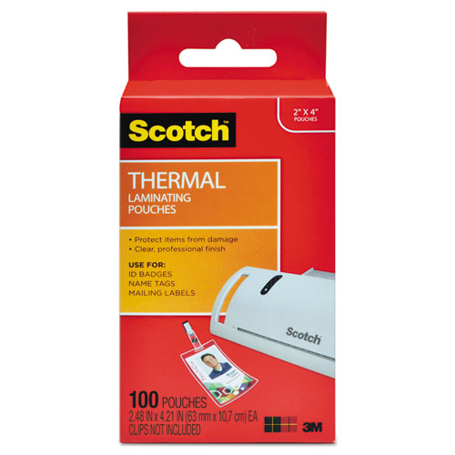 Image of Scotch Laminating Pouches, 5 Mil, 2.25" X 4.25", Gloss Clear, 100/pack