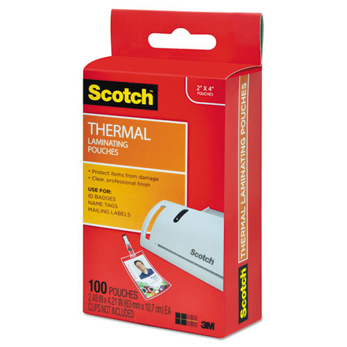 Image of Scotch Laminating Pouches, 5 Mil, 2.25" X 4.25", Gloss Clear, 100/pack