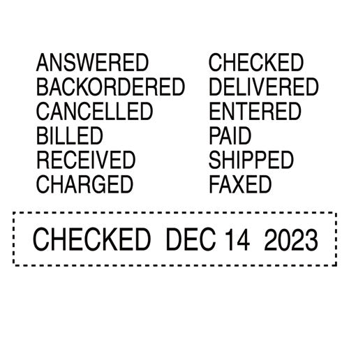 Image of Trodat® Professional 12-Message Date Stamp, Self-Inking, 2.25 X 0.38, Black