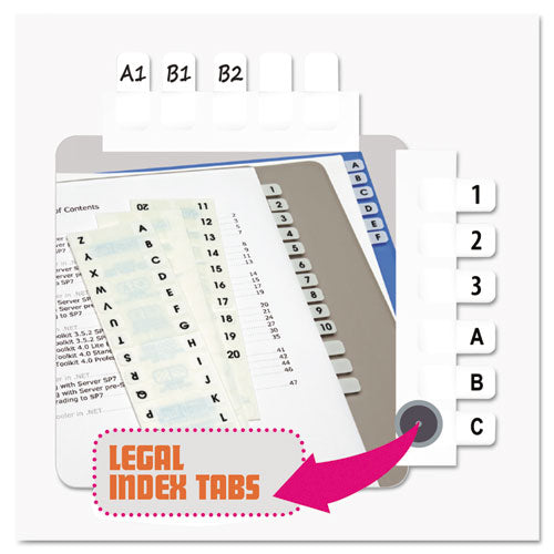 Image of Redi-Tag® Legal Index Tabs, Preprinted Alpha: A to Z, 1/12-Cut, White, 0.44" Wide, 104/Pack