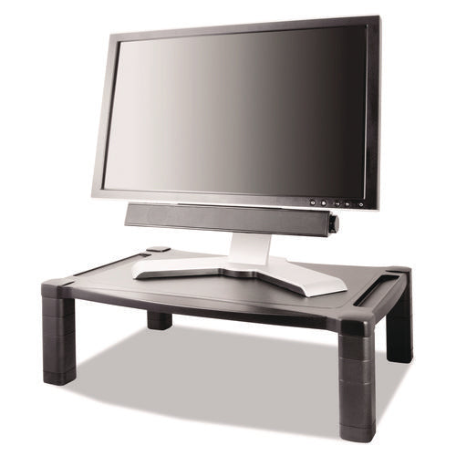 Image of Kantek Wide Deluxe Two-Level Monitor Stand, 20" X 13.25" X 3" To 6.5", Black, Supports 50 Lbs