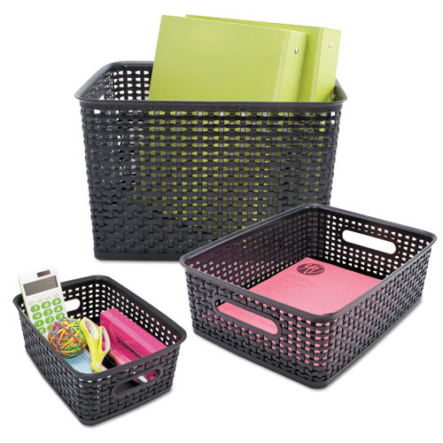 Image of Advantus Weave Bins, 9.88 X 7.38 X 4, Black, 3/pack