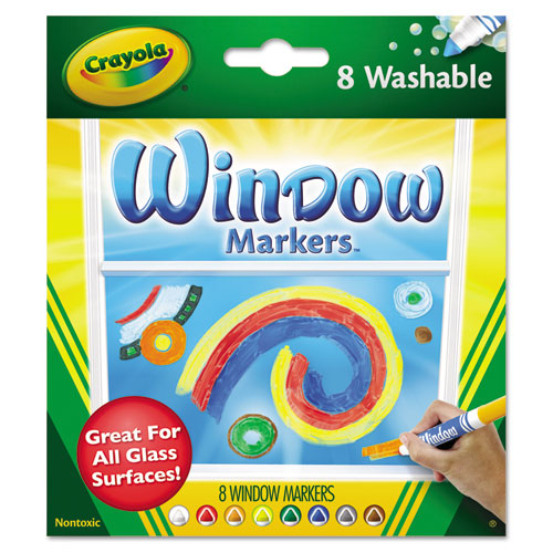 Image of Crayola® Washable Window Fx Marker, Broad Bullet Tip, Assorted Colors, 8/pack