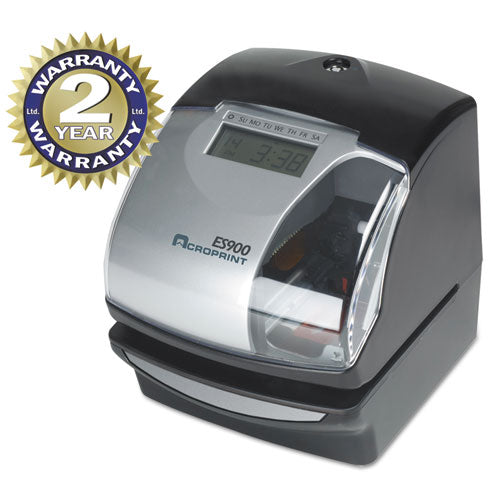 Image of Acroprint® Es900 Atomic Electronic Payroll Recorder, Time Stamp And Numbering Machine, Digital Display, Black