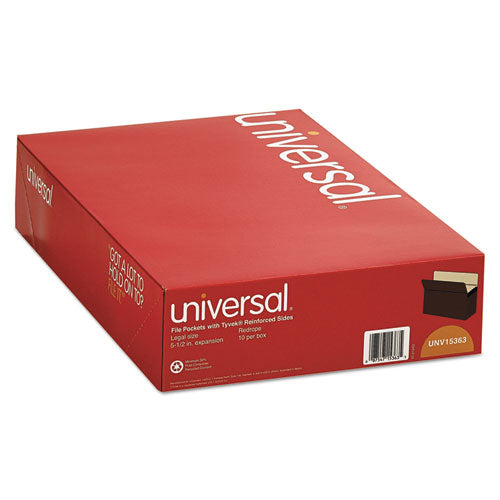 Image of Universal® Redrope Expanding File Pockets, 5.25" Expansion, Legal Size, Redrope, 10/box