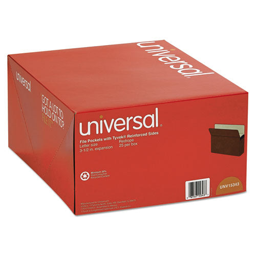 Image of Universal® Redrope Expanding File Pockets, 3.5" Expansion, Letter Size, Redrope, 25/box