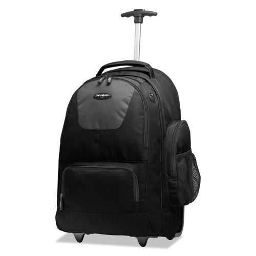 Image of Samsonite® Rolling Backpack, Fits Devices Up to 15.6", Polyester, 14 x 8 x 21, Black/Charcoal
