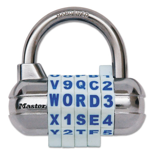 Image of Master Lock® Password Plus Combination Lock, Hardened Steel Shackle, 2.5" Wide, Chrome/Assorted