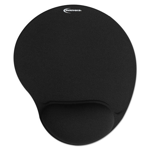 Image of Innovera® Mouse Pad with Fabric-Covered Gel Wrist Rest, 10.37 x 8.87, Black