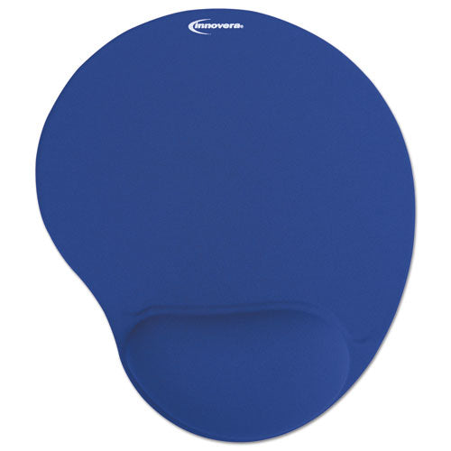 Image of Innovera® Mouse Pad with Fabric-Covered Gel Wrist Rest, 10.37 x 8.87, Blue