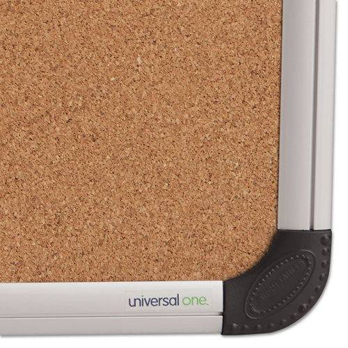 Image of Universal® Cork Board with Aluminum Frame, 24" x 18", Tan Surface, Satin Aluminum Frame