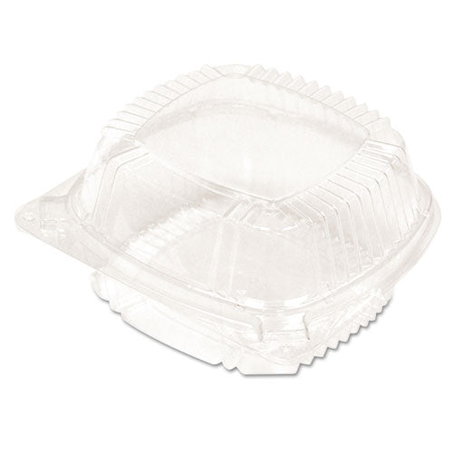 Image of Pactiv Evergreen ClearView SmartLock Hinged Lid Container, Hoagie Container, 11 oz, 5.25 x 5.25 x 2.5, Clear, Plastic, 375/Carton