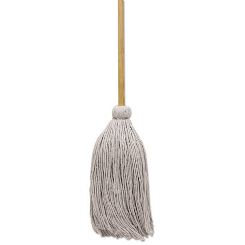 Image of Boardwalk® Cotton Deck Mop, #32 White Cotton Head, 50" Wood Handle, 6/Carton