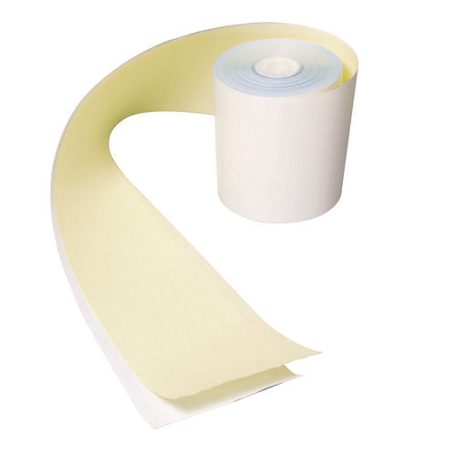 Image of AmerCareRoyal® No Carbon Register Rolls, 3" X 90 Ft, White/yellow, 30/carton