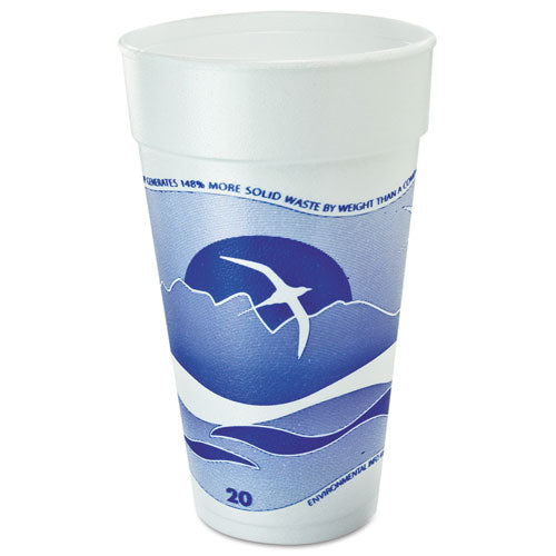 Image of Dart® Horizon Hot/Cold Foam Drinking Cups, 20 oz, White/Blueberry, 25/Bag, 20 Bags/Carton