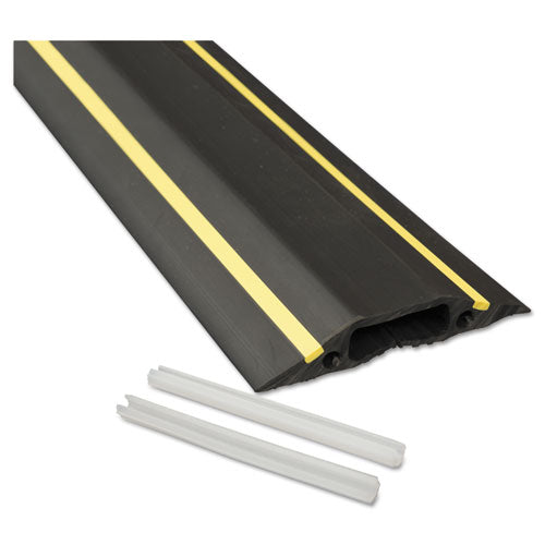 Image of D-Line® Medium-Duty Floor Cable Cover, 3.25 X 0.5 X 6 Ft, Black With Yellow Stripe