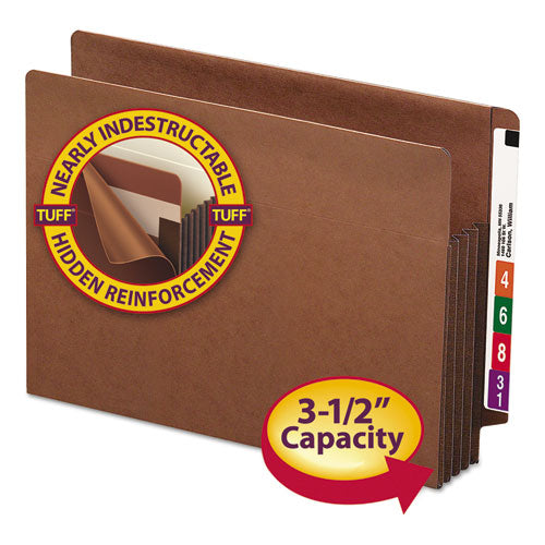 Image of Smead Heavy-Duty Redrope End Tab Tuff Pockets, 3.5" Expansion, Letter Size, Redrope, 10/box