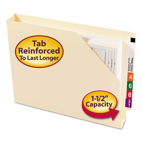 Image of Smead End Tab Jackets With Reinforced Tabs, Straight Tab, Letter Size, 14-Pt Manila, 50/box