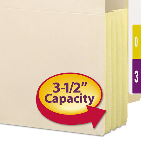 Image of Smead Manila End Tab File Pockets with Tear Resistant Gussets, 3.5" Expansion, Legal Size, Manila, 10/Box