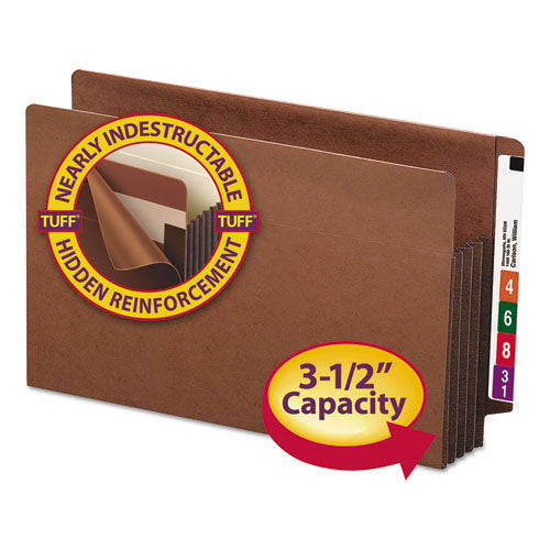 Image of Smead Heavy-Duty Redrope End Tab Tuff Pockets, 3.5" Expansion, Legal Size, Redrope, 10/box