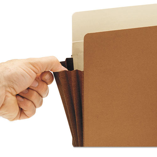 Image of Smead Redrope Drop-Front End Tab File Pockets, Fully Lined 6.5" High Gussets, 3.5" Expansion, Letter Size, Redrope/Brown, 10/Box