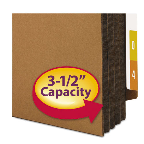 Image of Smead Redrope Drop-Front End Tab File Pockets, Fully Lined 6.5" High Gussets, 3.5" Expansion, Legal Size, Redrope/Brown, 10/Box