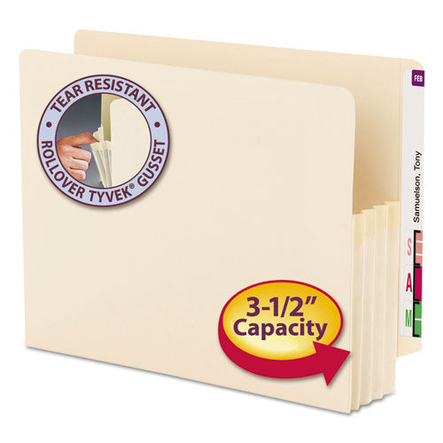 Image of Smead Manila End Tab File Pockets, 3.5" Expansion, Letter Size, Manila, 25/box