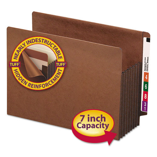 Image of Smead Heavy-Duty Redrope End Tab Tuff Pockets, 7" Expansion, Letter Size, Redrope, 5/box