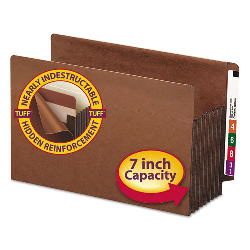 Image of Smead Heavy-Duty Redrope End Tab Tuff Pockets, 7" Expansion, Legal Size, Redrope, 5/box
