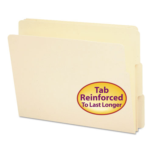Image of Smead Heavyweight Manila End Tab Folders, 9" High Front, 1/3-Cut Tabs: Assorted, Letter, 0.75" Expansion, Manila, 100/Box