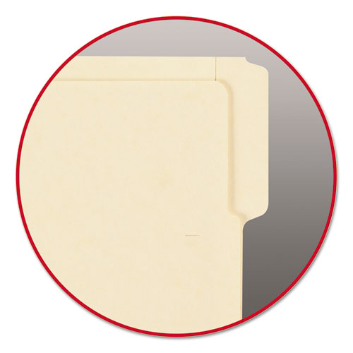 Image of Smead Heavyweight Manila End Tab Folders, 9" High Front, 1/3-Cut Tabs: Assorted, Letter, 0.75" Expansion, Manila, 100/Box