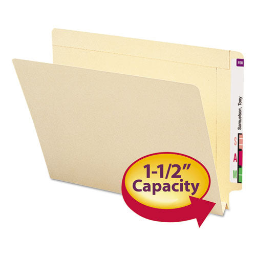 Image of Smead Heavyweight Manila End Tab Expansion Folders, Straight Tabs, Letter Size, 1.5" Expansion, 50/Box
