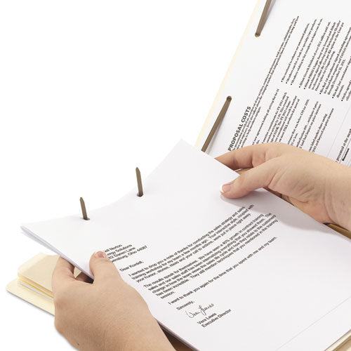 Image of Smead Manila End Tab Classification Folders, 2" Expansion, 2 Dividers, 6 Fasteners, Letter Size, Manila Exterior, 10/Box